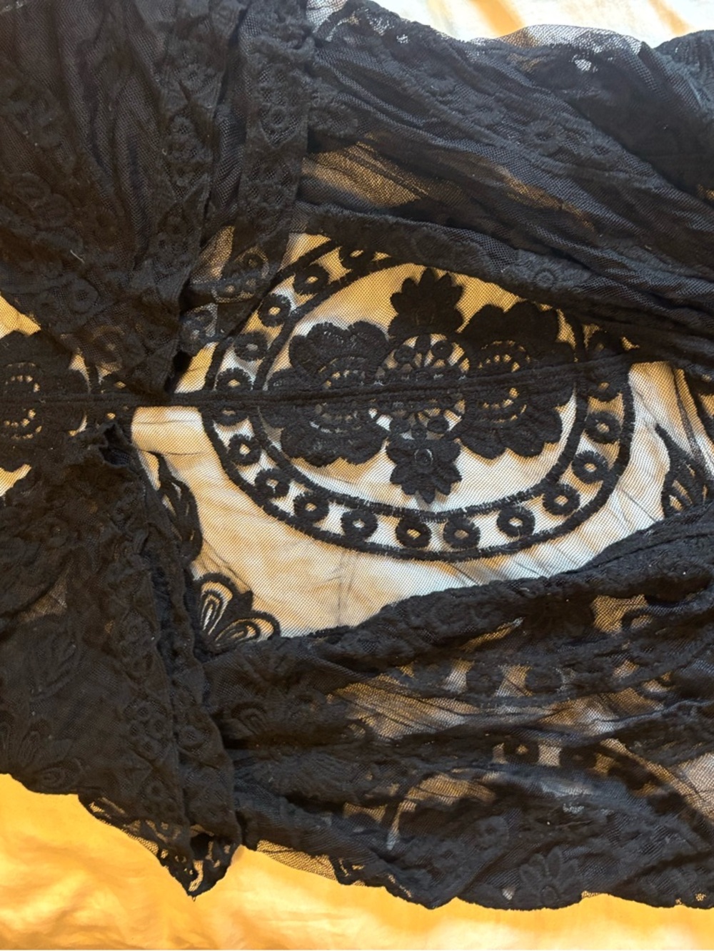 Black Floral Lace Kimono Cover-Up